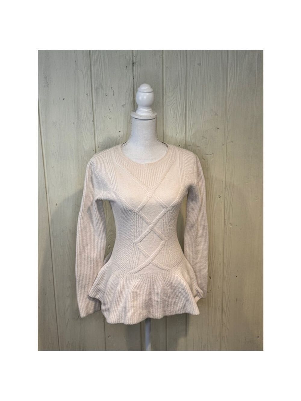 Ted Baker Ivory Peplum Sweater Long Sleeve Size 4